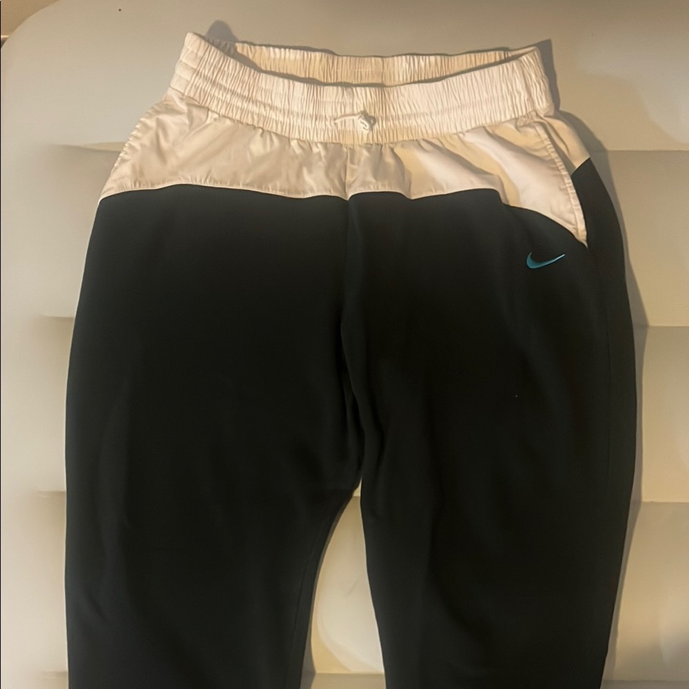 Nike Black and White Track Pants with Adjustable Waist